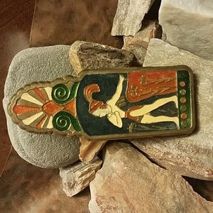 Vintage brass and enamel paper clip